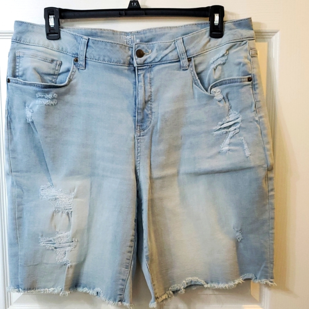 Time N Tru Light Blue Distressed Denim Shorts